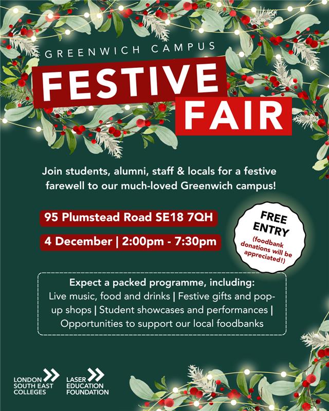 ElevareEdFdn's tweet photo. Join us for the Greenwich Festive Fair on Thu 4 Dec!🎄We’re looking for stallholders - £10 per stall, with all proceeds supporting LASER Education Foundation.
Interested? Email jo.billingham-smith@lsec.ac.uk
🎟️ Free tickets: https://t.co/P8uQVTc9Uo
#Christmas #LASER @LSEColleges https://t.co/MGlgDudejC