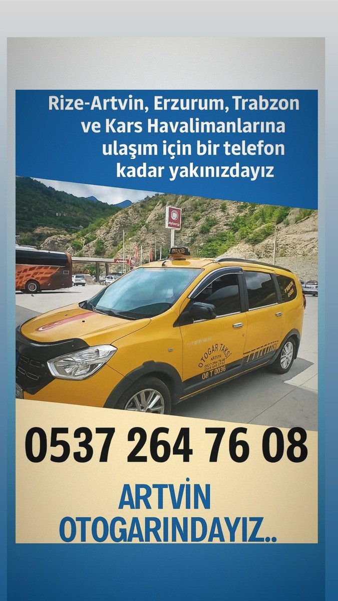 #Artvin otogarindayiz .Uzun seyahatlerinizde,şehir içi ve şehir dışı transferlerinizde sizlere bir telefon kadar yakınız...
Tel : 0537 264 76 08