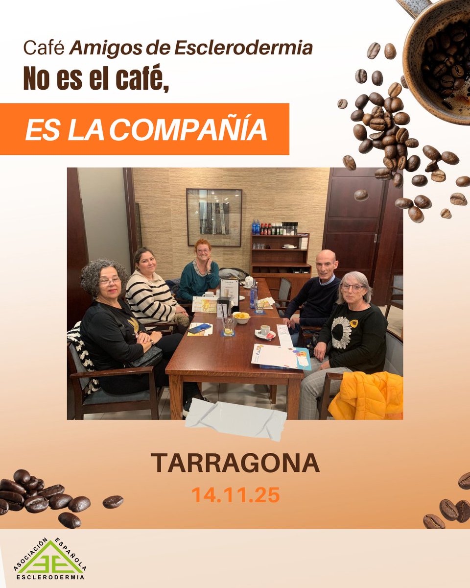 AEEsclerodermia's tweet image. ¡Lo seguimos reafirmando!
Más que el café, son las risas, los abrazos y las charlas sinceras lo que hacen especial nuestros #CaféAmigosDeEsclerodermia.
🌻¡Os esperamos en el próximo encuentro!

#esclerodermia #caféamigosdeesclerodermia #compañerismo #empatía #charlasqueimportan