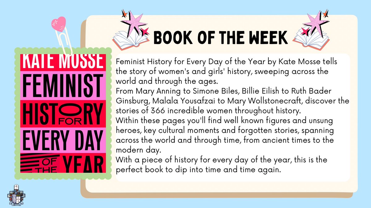 Library_RBHS's tweet image. Our Book of the Week is the fantastic “Feminist History for Every Day of the Year.”

We’ve loved dipping into this one every day to read about a whole host of fascinating women from history!

(Thank you to @ebbandflobooks for securing us a signed copy when Kate visited!)
