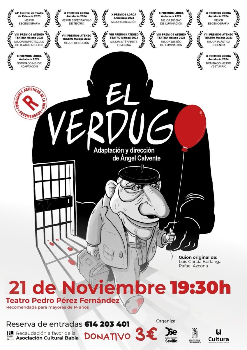 El Verdugo (El Espejo Negro): una propuesta única de títeres para adultos que eleva el teatro a otro nivel llega a Los Palacios y Villafranca
21 de noviembre
20:30 h
Teatro Municipal Pedro Pérez Fernández
Mayores de 14 años
Entradas: 3 €
Reserva en WhatsApp: 614 203 401