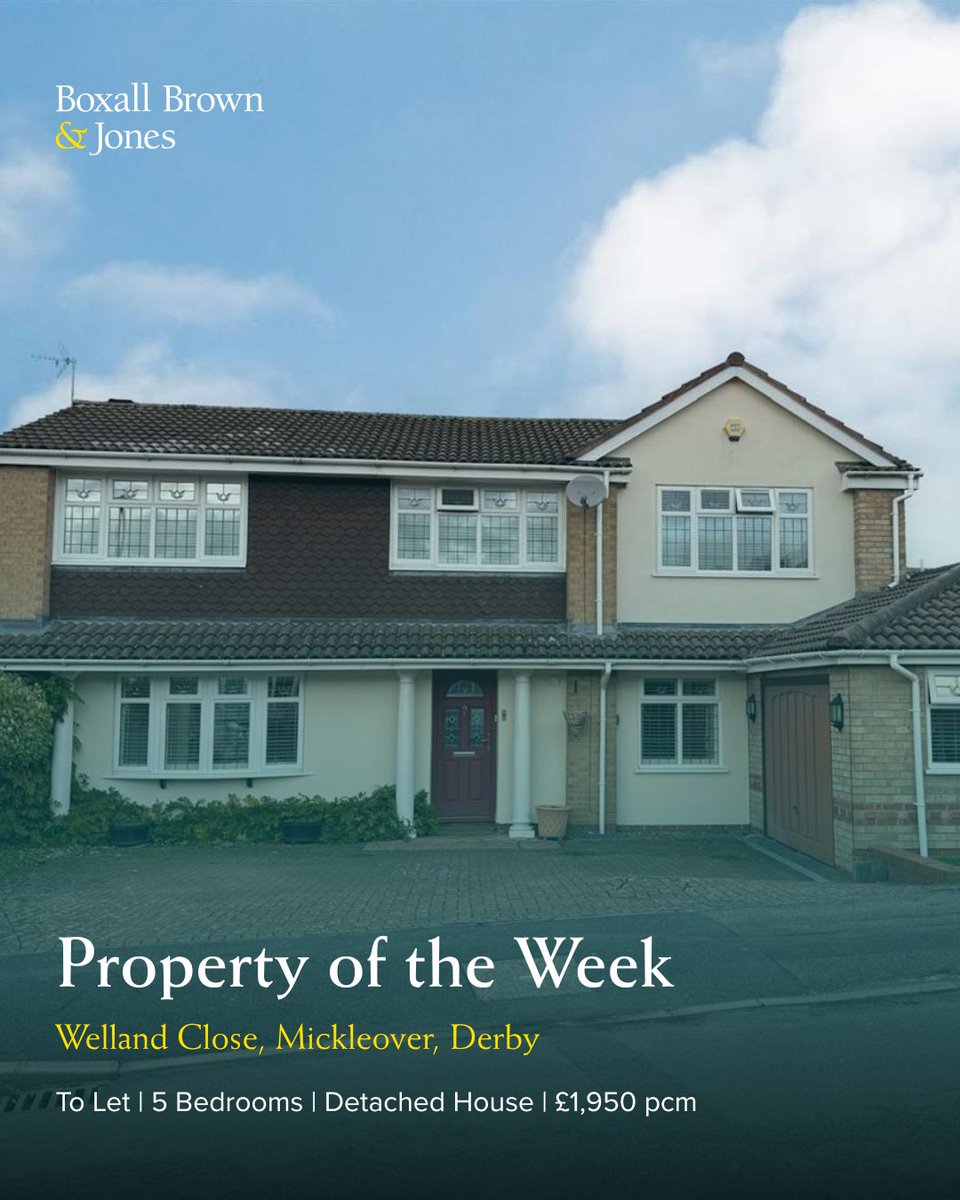 Property of the Week! 🏡 

A beautifully appointed 4-bed detached home in Mickleover, Derby, complete with 2 self-contained living spaces!

💷 £1,950 pcm

📞 01332 384438 | Visit our website for details: boxallbrownandjones.co.uk/let/property/2…

#BoxallBJones #Mickleover #ToLet #PropertyOfTheWeek