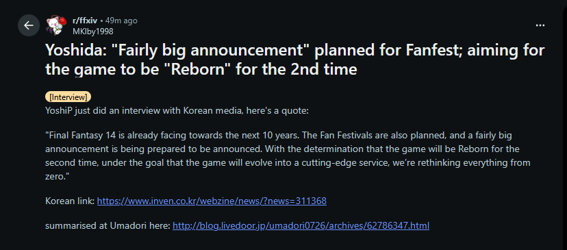 VoidQueenE's tweet photo. FFXIV MIGHT GET REBORN AGAIN??? 🤯🤯🤯 https://t.co/KnWILqIcjc