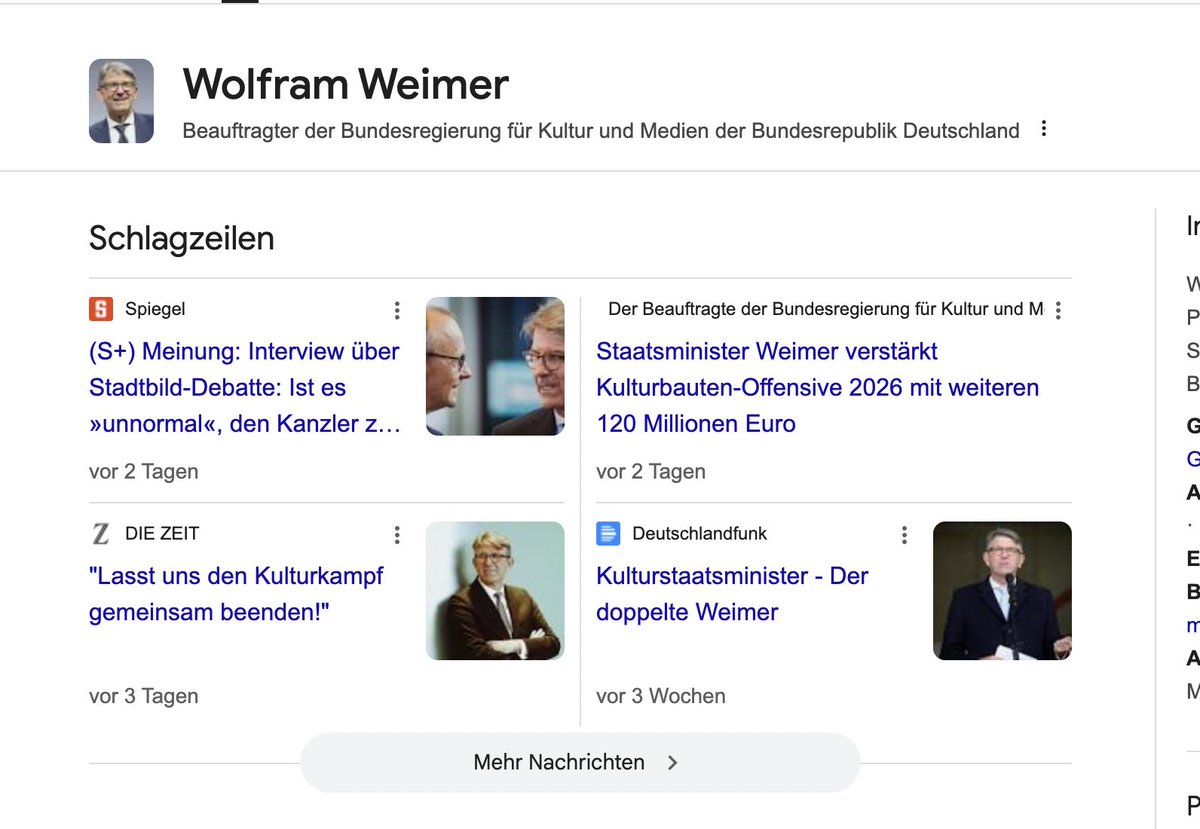 Ich bin schon seeeehr gespannt darauf, wie viele der sogenannten "Leitmedien" den massiven Weimer-Skandal aufgreifen werden. Korruption mitten in Deutschland! Wie lange wird der ÖRR schweigen? 
Einen Tag? Eine Woche? Es nie erwähnen?
