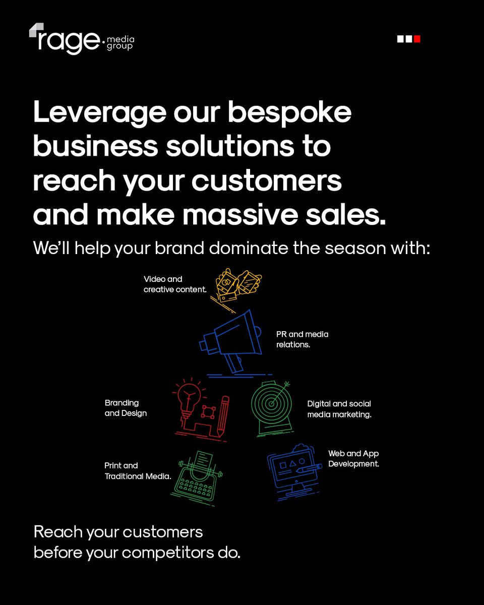 RageMediaGroup's tweet photo. In today’s fast paced market, businesses that adapt survive and those that don’t disappear.
#RAGEMediaGroup #AdvertisingAgency #MarketingAgency https://t.co/TYSvE63qnE