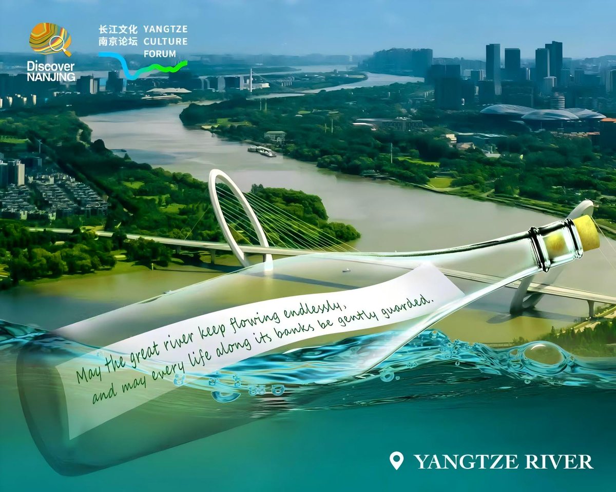 DiscoverNanjing's tweet image. A message in a bottle from the Yangtze River carries our shared wish:
May the great river run clearer, and may the finless porpoise and all living beings breathe more freely.
Let the call to protect our rivers travel even farther.