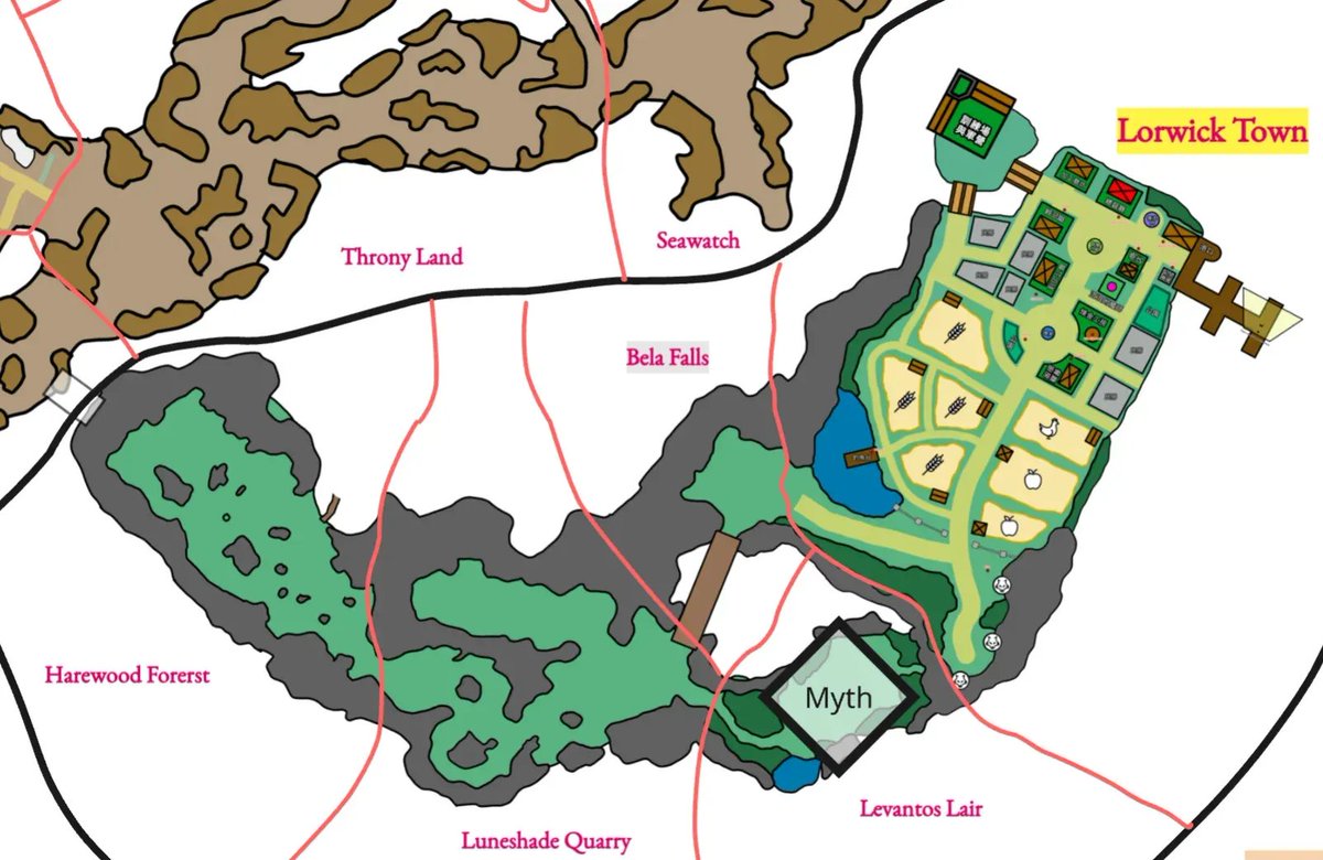 TheTreeverse's tweet image. Lorwick is the first human region on Arborocia, founded by Arboro after crossing the Dark Sea.

It includes Lorwick Town, Bela Falls, Levantos’ Lair, Luneshade Quarry, and Harewood Forest.

The region remains the hub for trade and research.