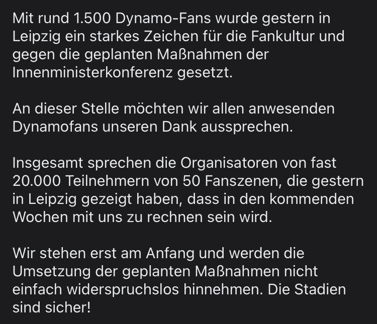 K_BLOCK_DYNAMO's tweet image. Mit rund 1.500 Dynamo-Fans wurde gestern in Leipzig ein starkes Zeichen für die Fankultur und gegen die geplanten Maßnahmen der Innenministerkonferenz gesetzt.

An dieser Stelle möchten wir allen anwesenden Dynamofans unseren Dank aussprechen…

#sgd1953 #dynamoland #imk2025