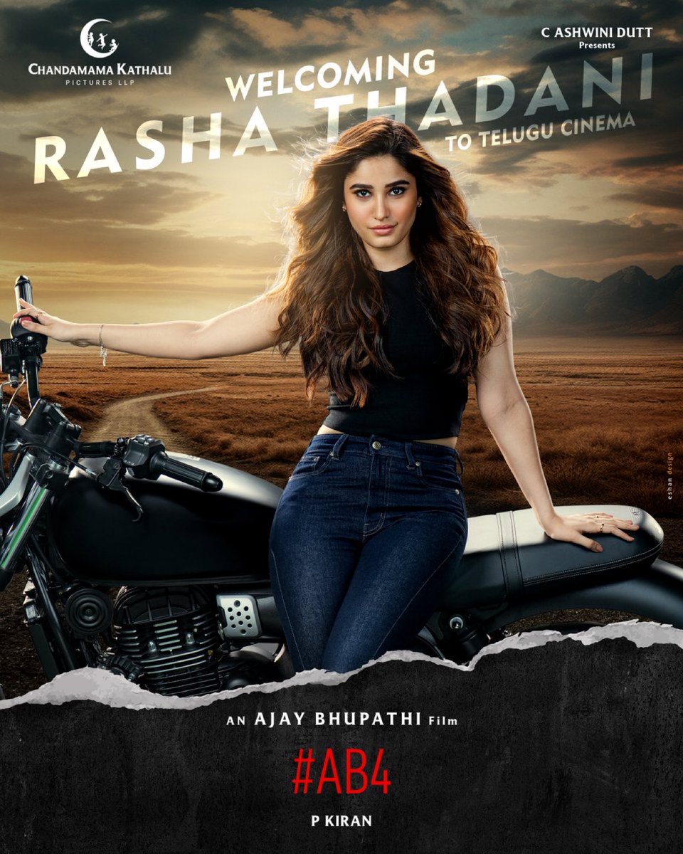 Make way for the Gorgeous &amp; Talented #RashaThadani in to Telugu Cinema 

Stay tuned to witness her magnetic screen presence and performance in #AB4 

Starring #JayaKrishnaGhattamaneni
Presented by <a href="/AshwiniDuttCh/">Chalasani Aswini Dutt</a>
Produced by <a href="/gemini_kiran/">Gemini Kiran</a> under <a href="/CKPicturesoffl/">Chandamama Kathalu Pictures</a>

<a href="/VyjayanthiFilms/">Vyjayanthi Movies</a>