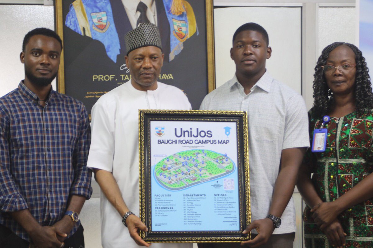 UniGuide_NG's tweet photo. Honored to meet the VC, Prof. Tanko Ishaya, to discuss the future of UniGuide.
Grateful to the VC, DVC Prof. Gowon, and Prof. Sarah Lwahas for their support. Excited for what’s ahead!
#UniGuide #UniJos #CampusTour https://t.co/Rf32Tmy70V