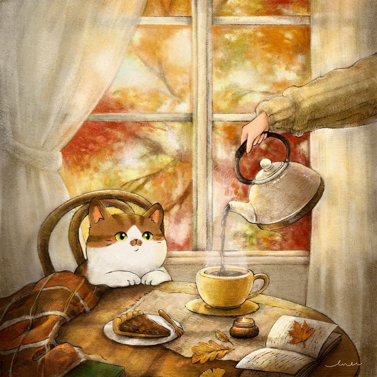 秋のティータイム🫖🍁

#illustration #Illustrator #イラストレーター #イラスト #イラスト好きさんと繋がりたい #猫のいる暮らし #猫のいる暮らし