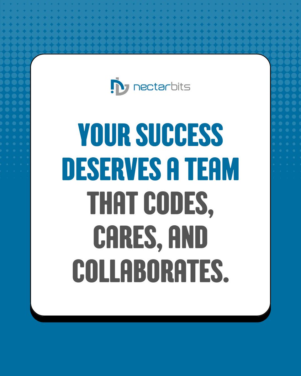 nectarbits's tweet image. Your success deserves a team that codes, cares, and collaborates. That’s what our developers do best. 🤝💻
#DedicatedTeam #HireTechTalent #SoftwareExperts #RemoteWork #Nectarbits