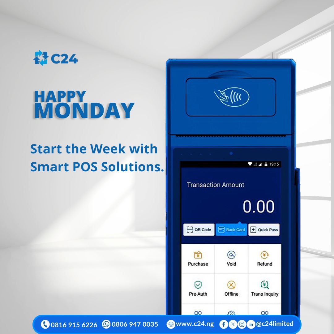 C24limited's tweet image. Rise and grind!
Your business deserves the speed and support that keeps you ahead.
Let’s win this week together.

#C24 #POSSolutions #Agencybanking #BusinessSupport #MondayMotivation #Alwayswithyou
