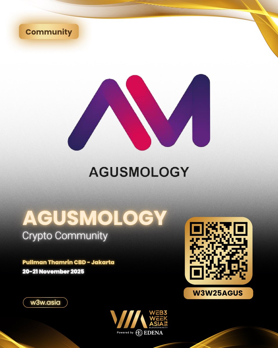 agusmologyX's tweet photo. 🔥 AGUSMOLOGY CRYPTO COMMUNITY IS COMING TO JAKARTA! 

📅 20-21 November 2025 
📍 Pullman Thamrin CBD 

Dua hari penuh insight crypto, networking bareng builders, dan vibe Web3 terkuat se-Asia! 
Scan QR sekarang &amp; gunakan kode: W3W25AGUS untuk experience spesial ⚡️ https://t.co/EDfpcDVPph