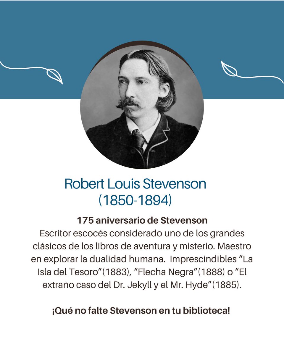 Se cumplen 175 años del nacimiento de Stevenson, un autor imprescindible en tu biblioteca📖📚❤️
Encuentra en las Librerías de Uniliber ediciones antiguas, de colección, descatalogas, de segunda mano y de ocasión de la obra del autor😊👉uniliber.com/seleccion/robe…