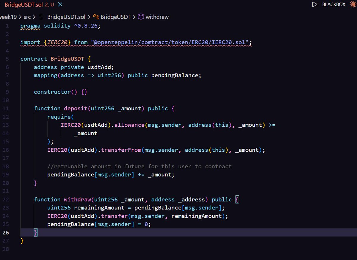 Another day of learning #SOLIDITY
Today i have learned how to Lock some crypto from some user account to some contract.
Learning while building some project.....

#buildinpublic #learningpublic #web3 #fullstack #solidity #eth #Ethereum #blockchain