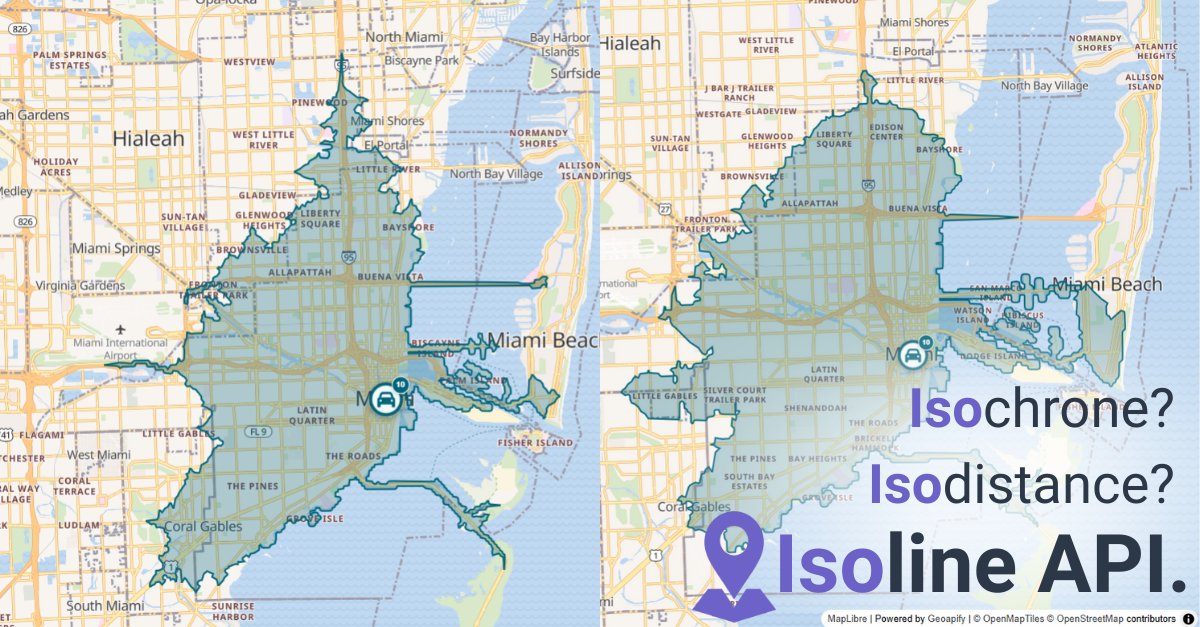 geoapify's tweet image. Circles are a lie. Travel time depends on roads, traffic &amp;amp; transport mode.
The Isoline API calculates zones from real routing data → accurate reach maps.

👉 geoapify.com/isoline-api/
#Geoapify #Isolines #Geospatial #Routing #Developers