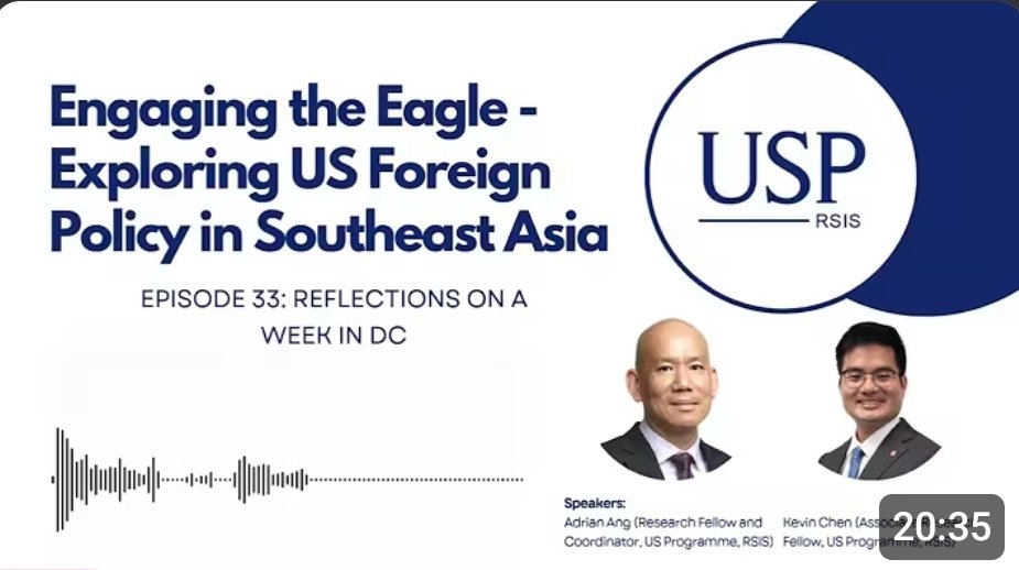 USP_RSIS's tweet image. #ICYMI We just published an episode where @AUJ_Ang and @kxachen shared their thoughts on a recent research trip to Washington, DC. Check it out at the links below, or on YouTube:

youtu.be/tB5j2R74S-4?si…