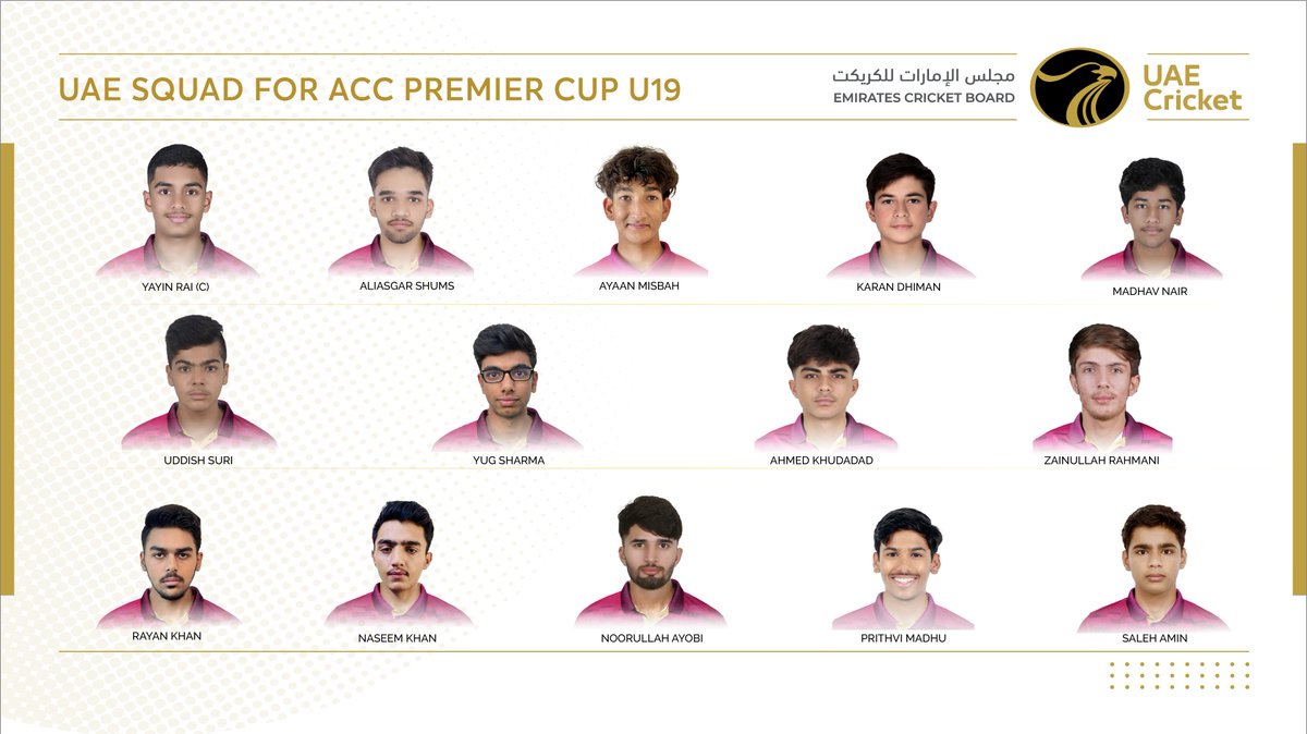 ACC Premier Cup U19, Ajman - Yayin Rai to lead UAE
More details: emiratescricket.com/news-detail/OB…