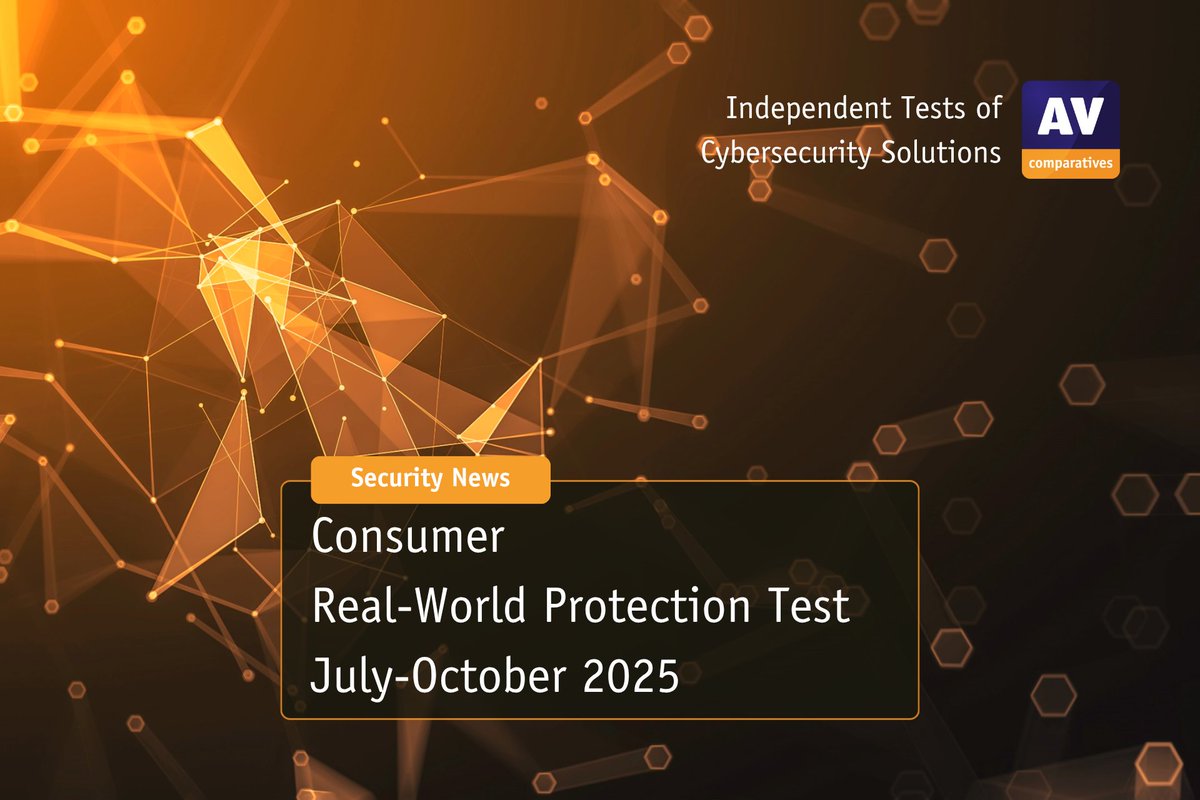 AV_Comparatives's tweet photo. https://t.co/U6s4wbgftO
The Real-World Protection Test (July–Oct 2025) by AV-Comparatives is now available. See how top antivirus products performed when put to the test against real online threats.
#CyberSecurity #AVComparatives #Antivirus #MalwareProtection #InfoSec #SecurityTesting