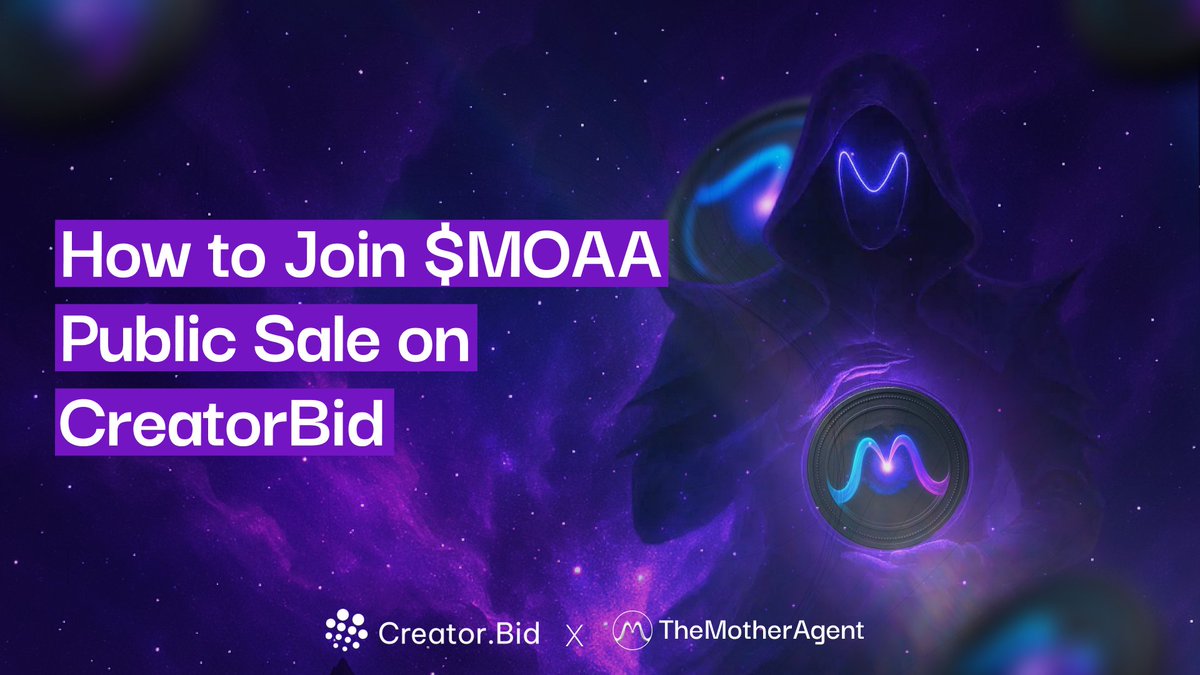 motheragentai's tweet image. The $MOAA Public Sale is happening through a Curated Launch on @CreatorBid designed for fair, transparent distribution.

We’re launching on Base, paired against USDC, making participation smooth and cost-efficient for everyone.