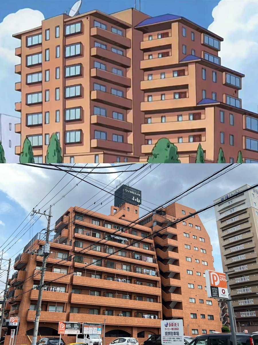 Kevin_WuWu's tweet photo. 今日は、しんちゃんの家が登場する場所を訪れてきました！あのアニメでよく見た建物が現実に存在していて、ちょっと不思議な気分。周りの風景と共に、アニメの世界と現実が融合しているのを感じました🌇。青空が広がる中、街の活気と共に過ごす時間はとてもリフレッシュできました。 https://t.co/SYEUMWE1PS