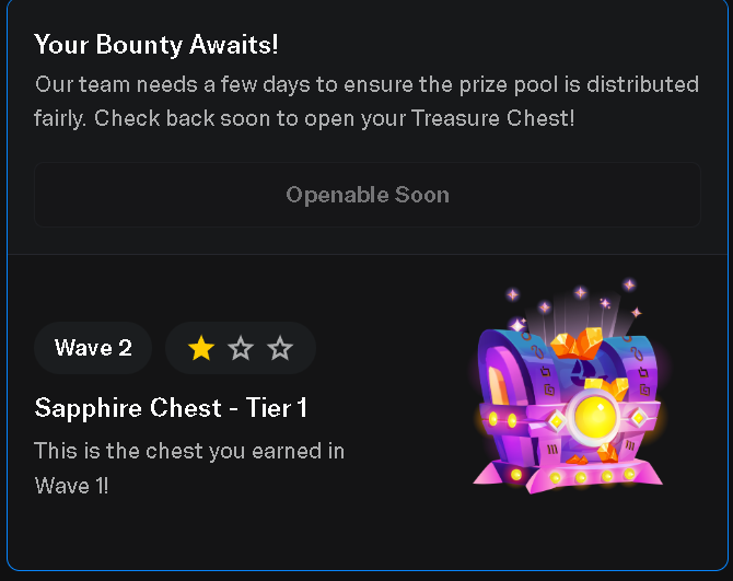 For season 2 <a href="/opensea/">OpenSea</a> I played it more carefully and focusing on treasure badges for overall TGE.

Happy with Chest 9 and will aim for chest 8-10 in Season 3 also

Lets see if I get lucky tomorrow evening