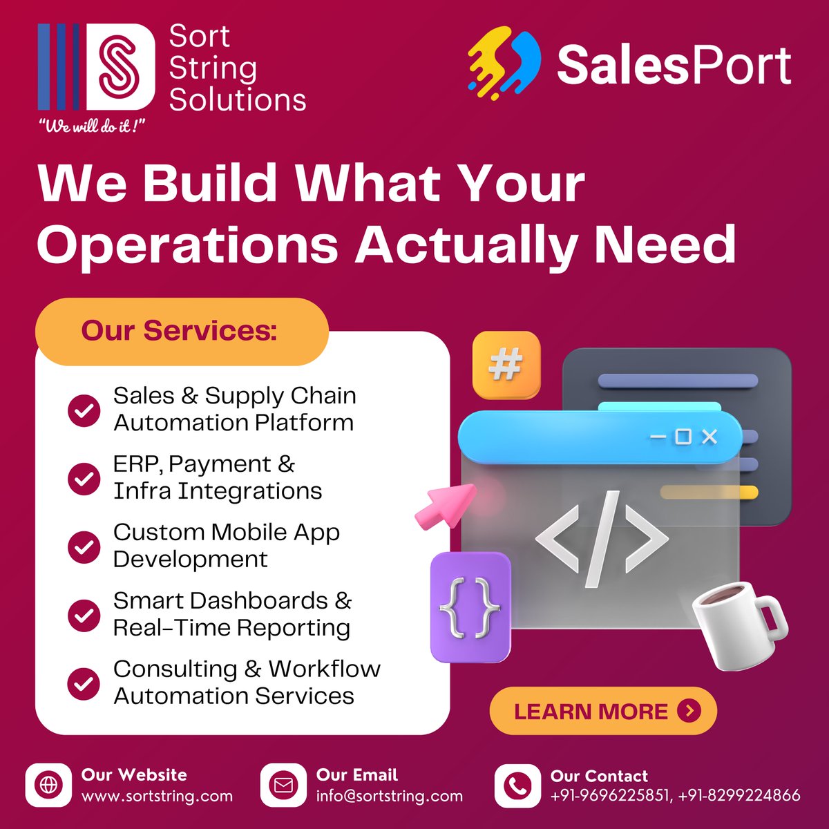 sort_string's tweet image. Running operations across disconnected tools? Time to streamline.
Sort String Solutions builds automation that adapts to your workflow — not the other way around.

✅ ERP Integration
📊 Real-Time Dashboards
📱 Custom Apps — and more.

📩 info@sortstring.com