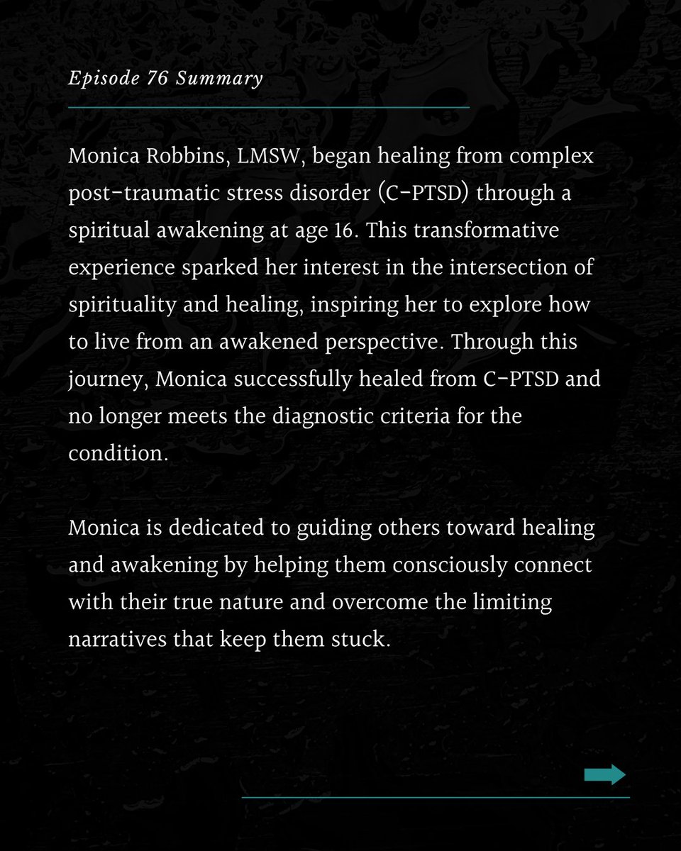 NormalizePtsd's tweet image. Episode 76 with Monica Robbins is available now on
normalizeptsd.com

📣
Please share and like on IG, FB, LinkedIn, Youtube and X to further support our PTSD community.

#NormalizePSTD #PTSD #NewEpisode