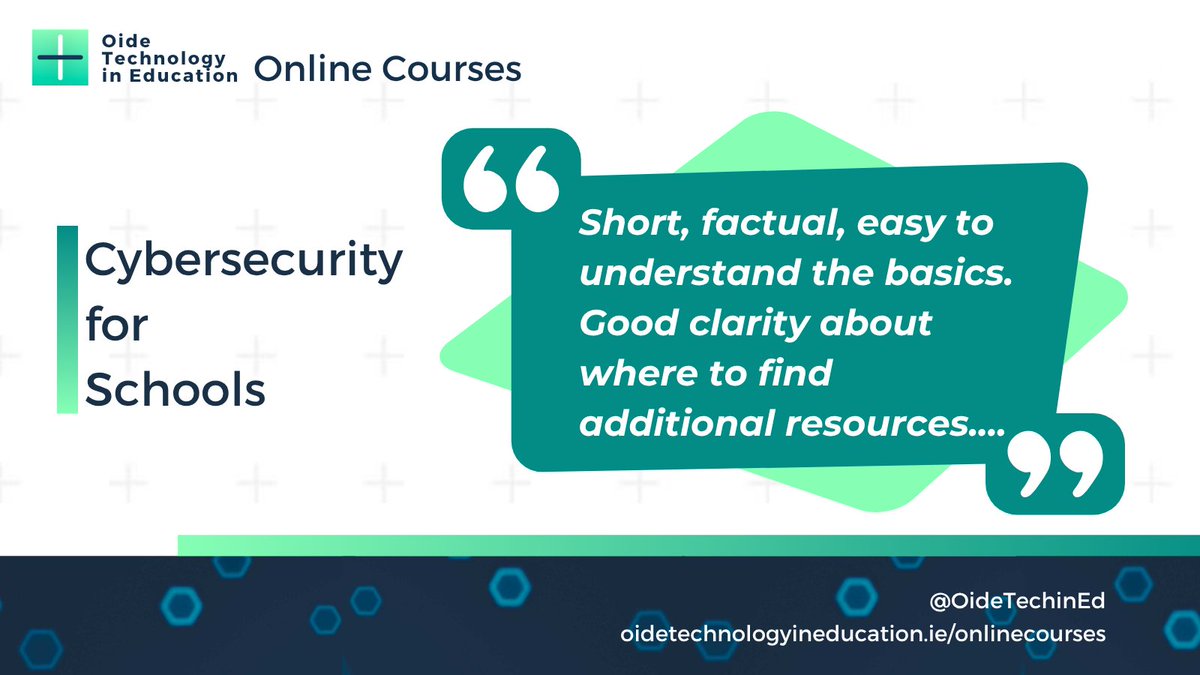 OideTechinEd's tweet image. Primary #schoolleaders – if you are concerned about your school’s cybersecurity, our short online course will give you an overview of what you need to know.  

View/Enrol: bit.ly/CybFSX 

#ICTonlinecourses @Oide_Leadership @IPPN_Education #ippn