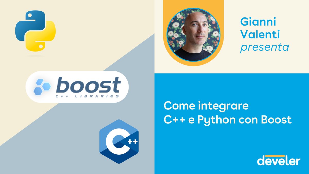 develer's tweet image. 🎥 Come integrare C++ e Python con Boost - Gianni Valenti
👉 bit.ly/3Cas3oy
💡 Vuoi integrare codice C++ in Python e non sai come fare? Vorresti avere il controllo su come vengono scambiati i dati?
Ecco una delle alternative per risolvere i tuoi problemi: Boost Python.