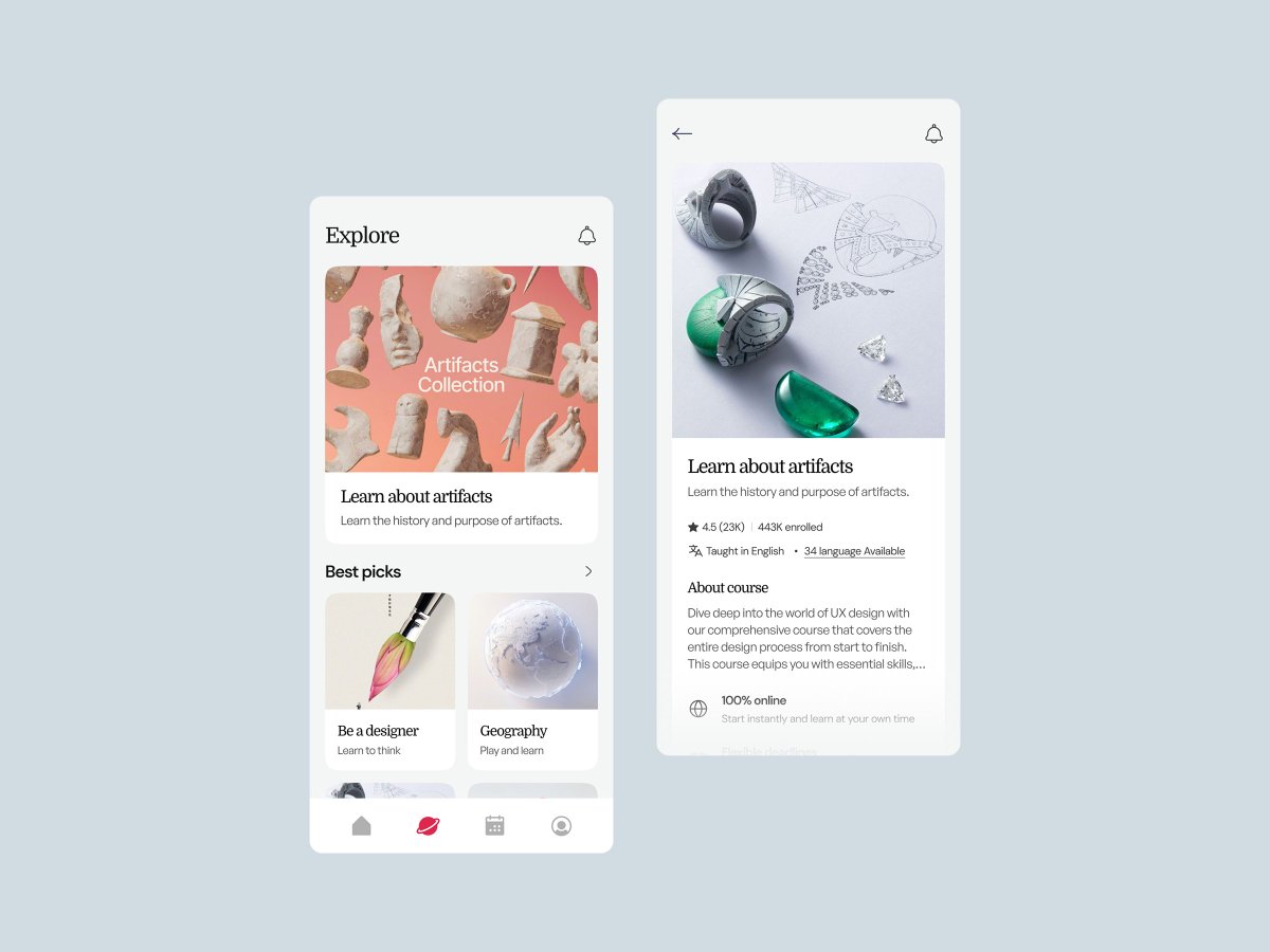 design_monks's tweet image. E- learning Mobile App UI