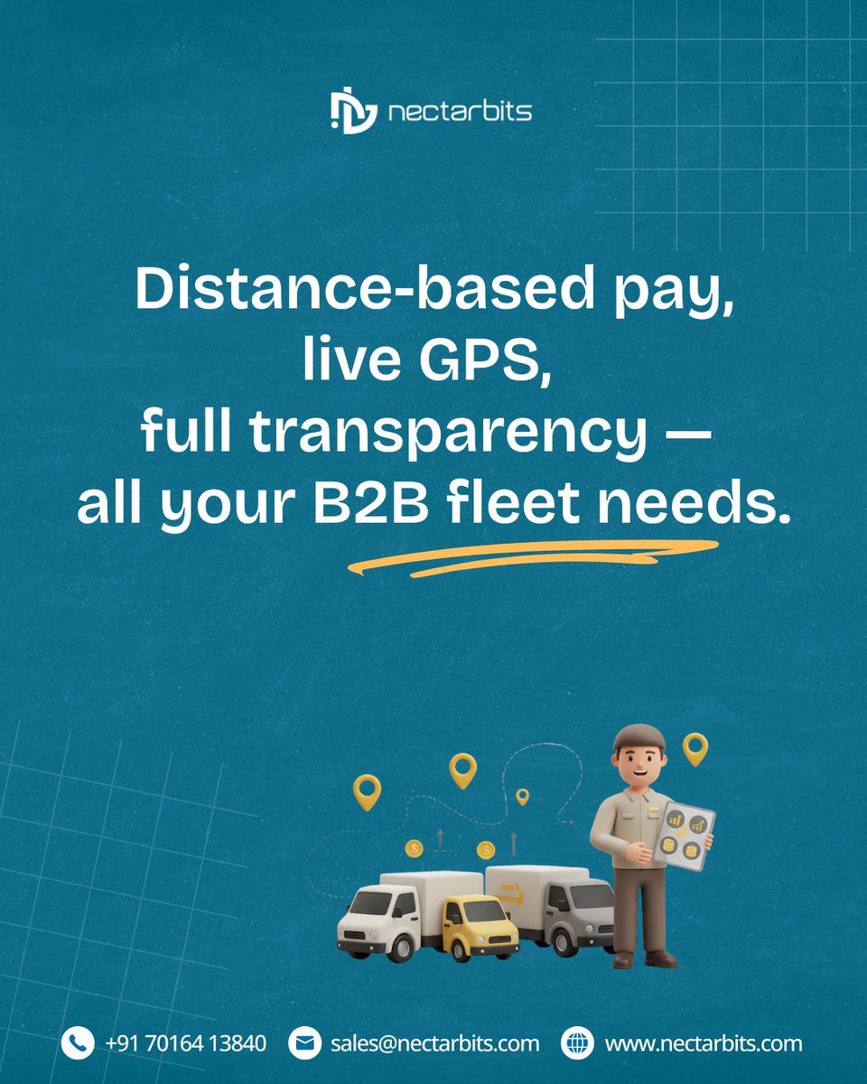 nectarbits's tweet image. Distance-based driver pay, live GPS tracking, full transparency — everything your B2B fleet needs. 🗺️📲
#FuelDeliverySoftware #FleetAutomation #OnDemandFuel #B2BSolutions #Nectarbits