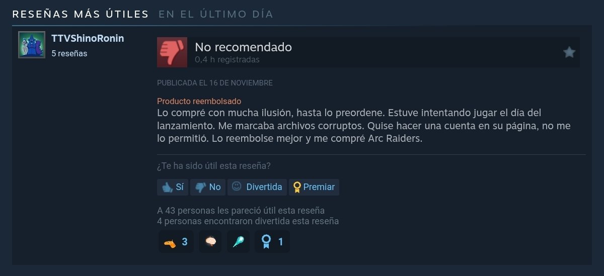 Increíble que no estén en mayormente negativas, tiempo al tiempo.

Y el comentario es lo mejor que podéis hacer si tenéis alguna duda.

#ArcRaiders  #EscapefromTarkov