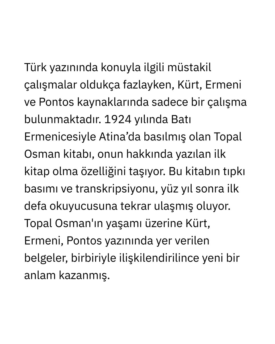 YENİ ↓
•
Türk, Kürt, Ermeni ve Pontos Belgelerinde
Topal Osman
Tufan Şişli
•
Kitabı incelemek ve edinmek için; dorukyayinlari.com/kitap/topal-os…

#dorukyayınları #topalosman #türkkürtermenivepontosbelgelerinde #tufanşişli #doruktarihkitaplığı #dorukaraştırmakitaplığı #yenikitap