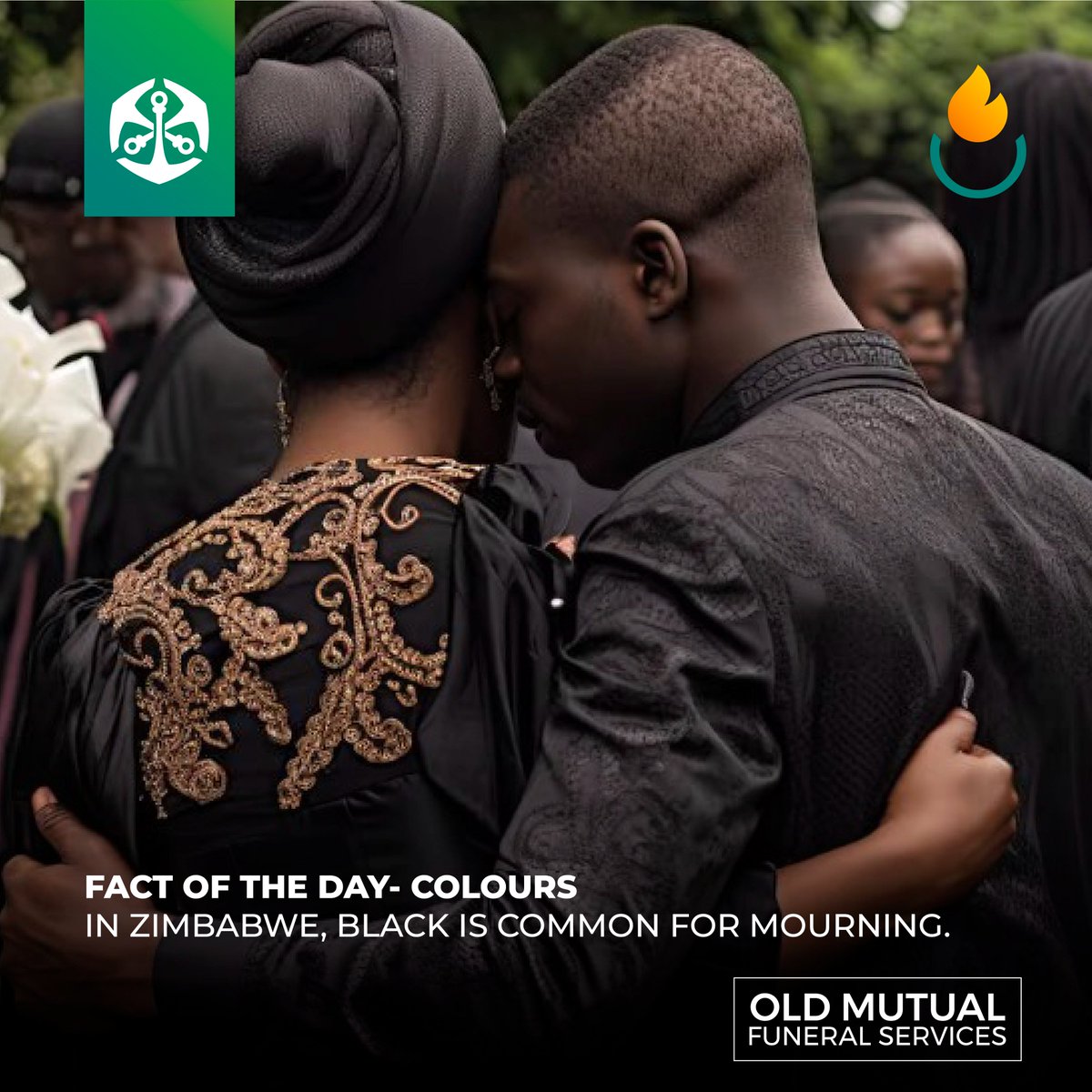 OMFuneral_ZW's tweet photo. In Zimbabwe, black is traditionally worn at funerals as a symbol of mourning, respect, and solemnity. It reflects the deep sorrow of family and friends while honouring the memory of the departed.

#OldMutualZW #FuneralServices #FactOfTheDay https://t.co/RJpU9yAjxf