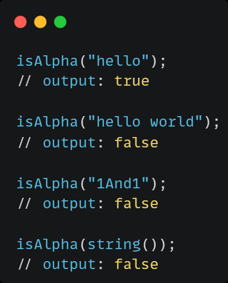 DolphinDB_Comm's tweet image. isAlpha(X) checks if X contains only letters! 🅰️

Returns true for pure alphabet strings—false for empty/NULL or non-letters. Great for text validation.

#DolphinDB #StringCheck #TextValidation