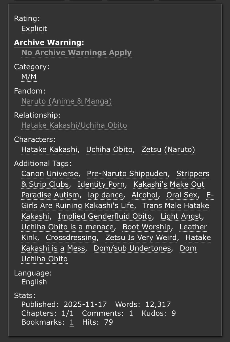 You Like Your Girls Insane | 12k | E | #kkob #obkk | stripper obito 👉👈
archiveofourown.org/works/74327051