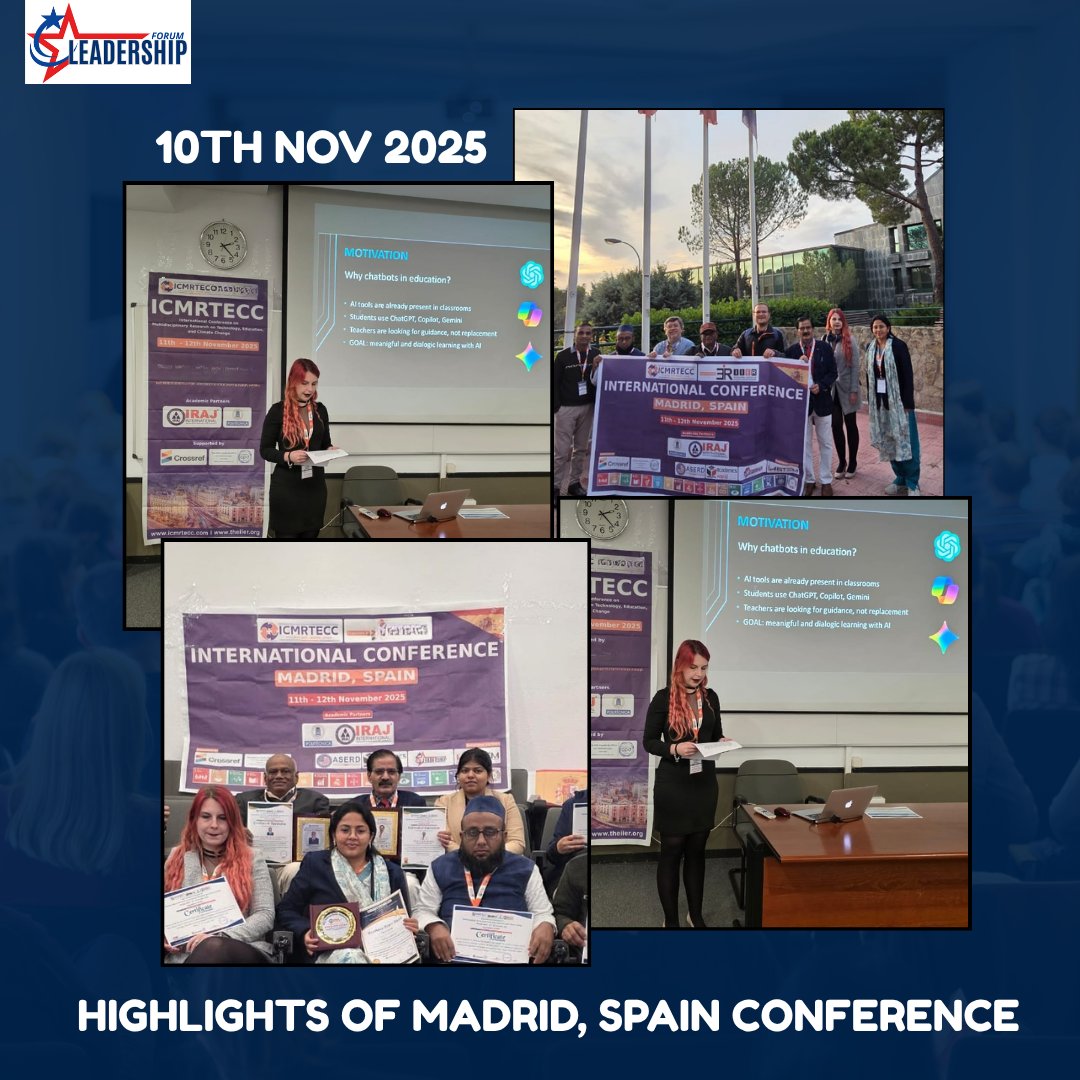 Follow_LFConf's tweet image. We are pleased to announce that the Madrid Conference held on 10th November 2025 was successfully organized!
🔗Explore our upcoming conferences:
 leadershipforum.co/upcoming-confe…
📩 For inquiries:
Email: info.leadershipforum@gmail.com
#LeadershipForum #ConferenceSuccess #MadridConference