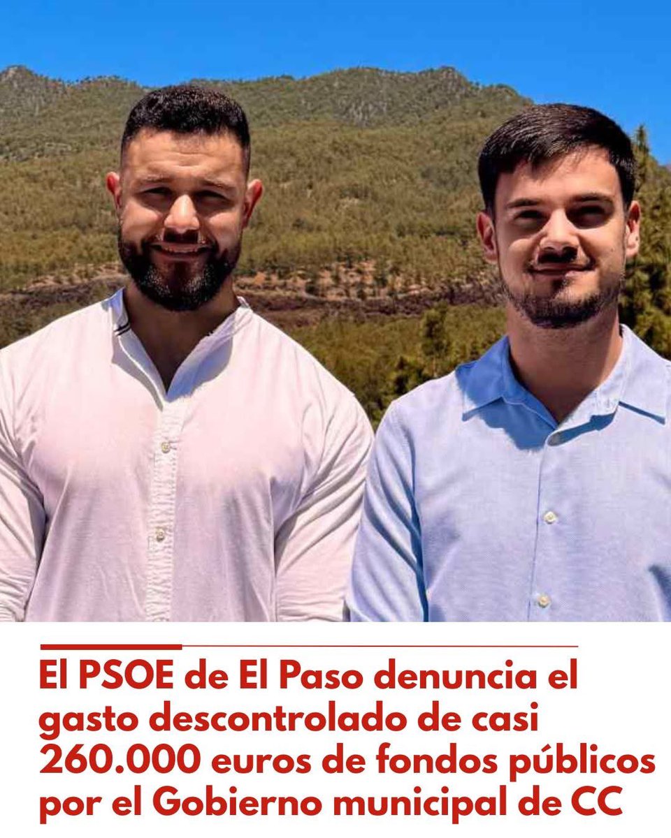 ⭕️ EL PASO
👉Ante el expediente, que tiene un informe contrario de Intervención, entre otras cosas, por carecer de contratos, los concejales del PSOE, Bryan Martín y Daniel Rodríguez, se posicionaron radicalmente en contra.
🔗Más info: goo.su/z8D3u9