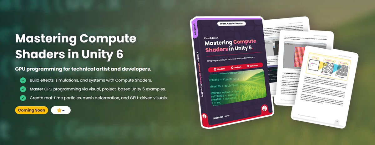 ushadersbible's tweet image. This week we’re launching the pre-order for Mastering Compute Shaders in Unity. Wanna grab a discount? Wishlist it! ✨ jettelly.com/store/masterin…

#unity3dgamedevelopment #indiedev #gamedev