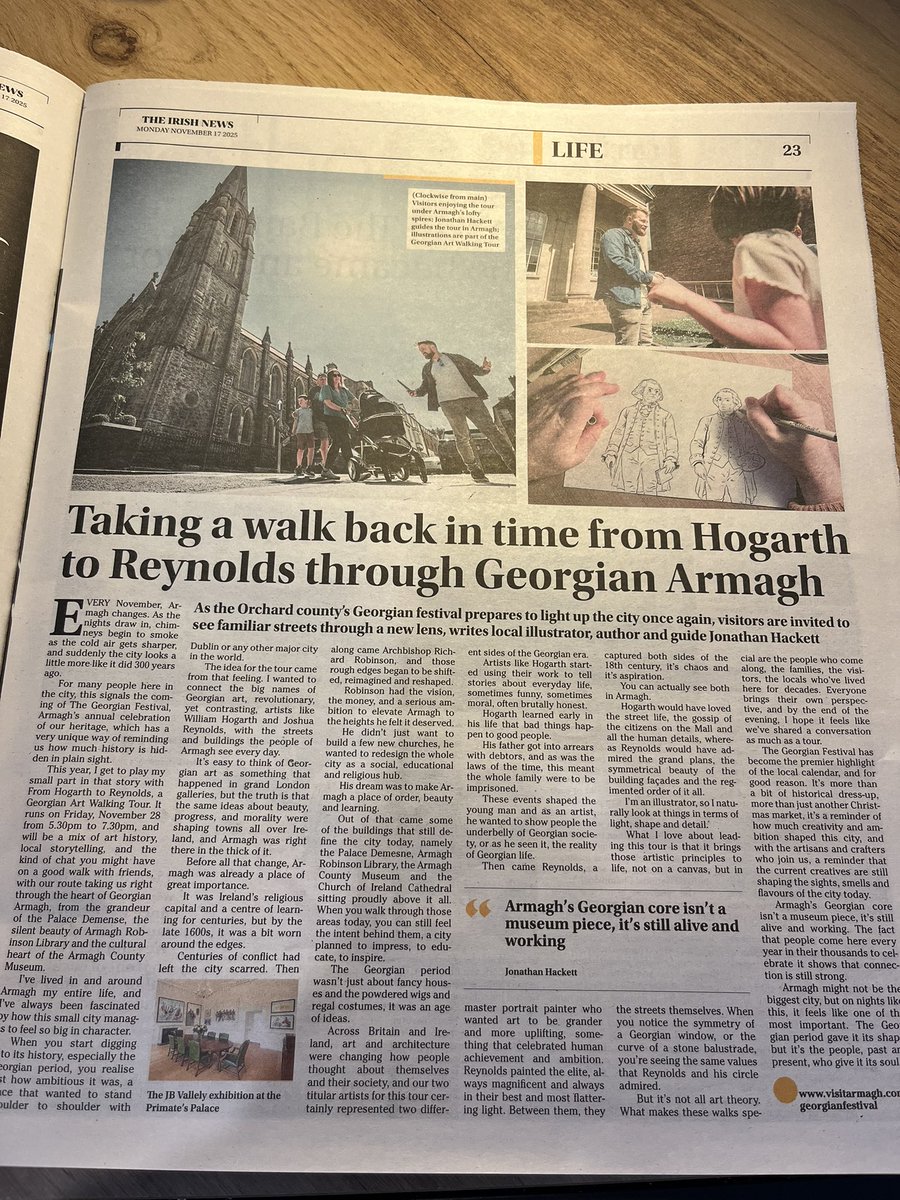 jhackettart's tweet photo. Very pleased to share that I’ve contributed an article to today’s Irish News exploring William Hogarth, Joshua Reynolds, and the rich Georgian heritage of Armagh. https://t.co/x3Si1apeqw