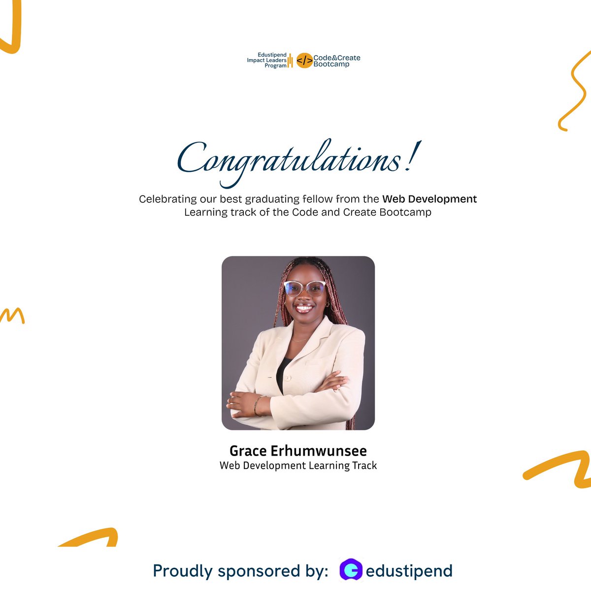 codecreatehq's tweet image. Their dedication, growth, and commitment to learning truly set them apart.💙

We’re proud of how far they’ve come and excited for what they’ll build next.💪

#CodeAndCreateBootcamp #GraduationDay #TopGraduates #EdustipendImpactLeadersProgram #TechTalent #FutureBuilders