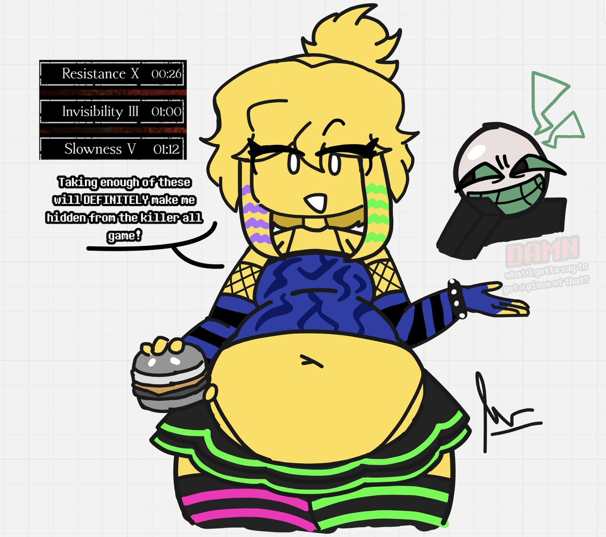 FilipinaKos's tweet image. &quot;Please draw scene noob I love her&quot; 
Dude... They&apos;re such a NOOB... 🍔🥤
Plus-Sized Scene/Party Noob! 💛💙💚
(Request stuff at my strawpage!!)
#scenenoob #forsaken #forsakenroblox