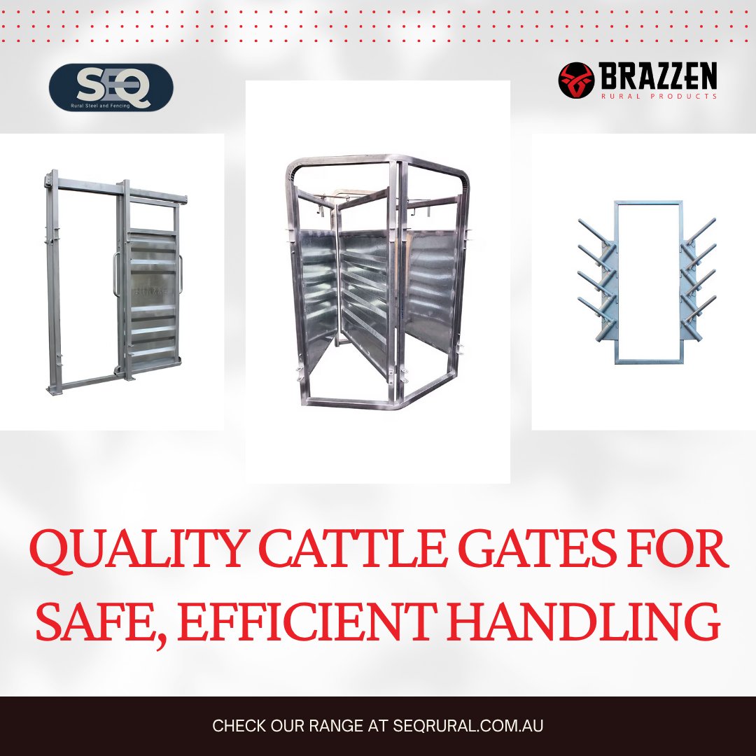 seqrural's tweet image. Stronger, safer cattle handling starts with the right gates.
See our heavy-duty range at SEQRural.com.au
 #SEQRural #CattleHandling #LivestockEquipment #BuiltForTheBush