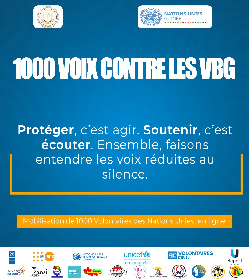 Protéger, c’est agir. Soutenir, c’est écouter.
Ensemble, faisons entendre les voix réduites au silence.
#AgirContreLeSilence #Solidarité #ÉcouteActive

<a href="/OnuGuinee/">NATIONS UNIES GUINEE</a> <a href="/Onudhguinee/">ONU Droits de l'homme Guinée</a> <a href="/UNICEFGuinea/">UNICEF Guinea</a> <a href="/unfpa_guinee/">UNFPA GUINEE</a> <a href="/pvnuguinee/">VNU Guinée</a> <a href="/PNUDGuinee/">PNUD Guinée</a>