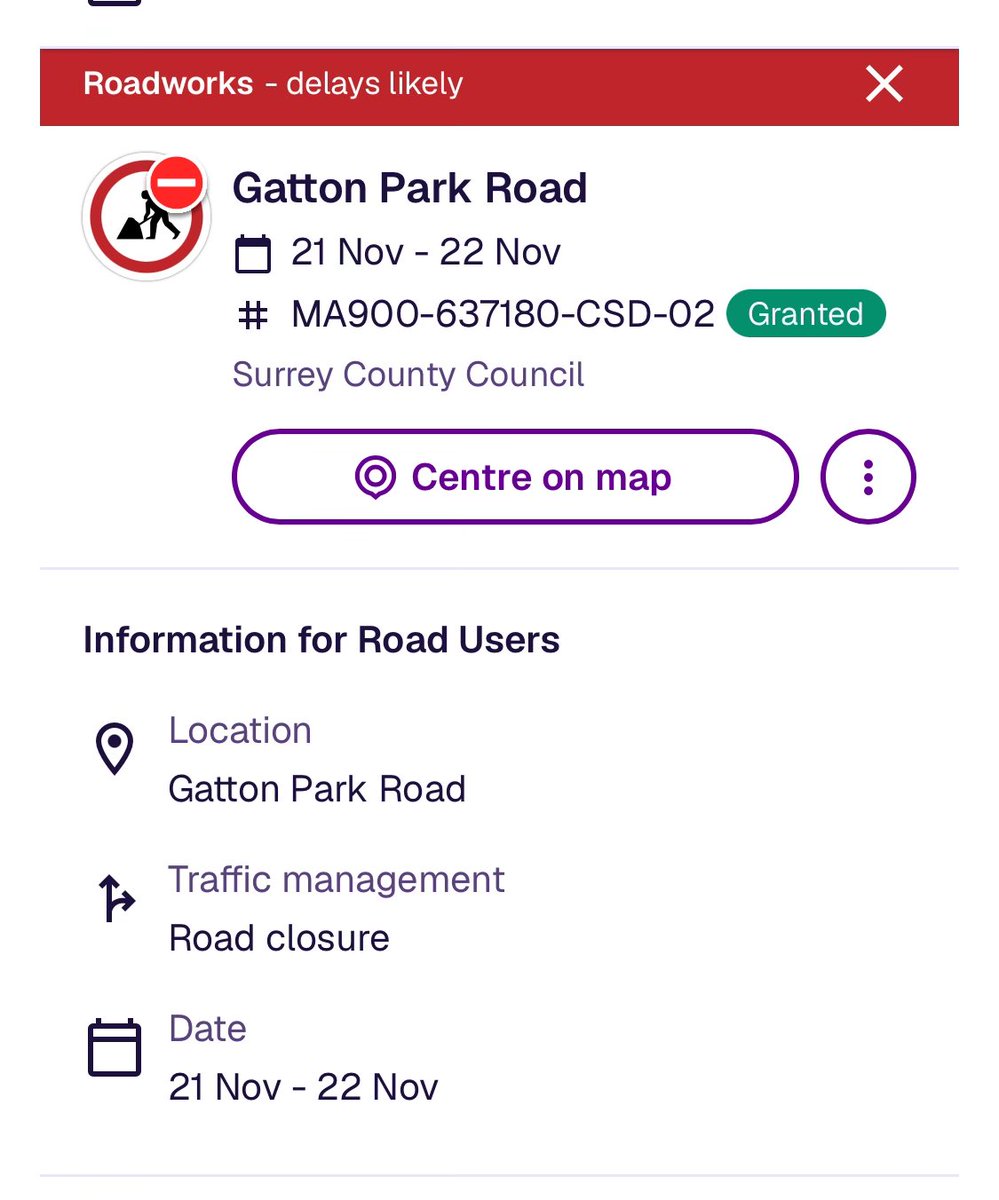 ReigateLibDems's tweet image. 🚧 Roadworks Gatton Park Road - Redhill 🚧
This we’re told includes doing some anti-slip treatment to parts of the road 

#Redhill #Roadworks @HighwaysSurrey
