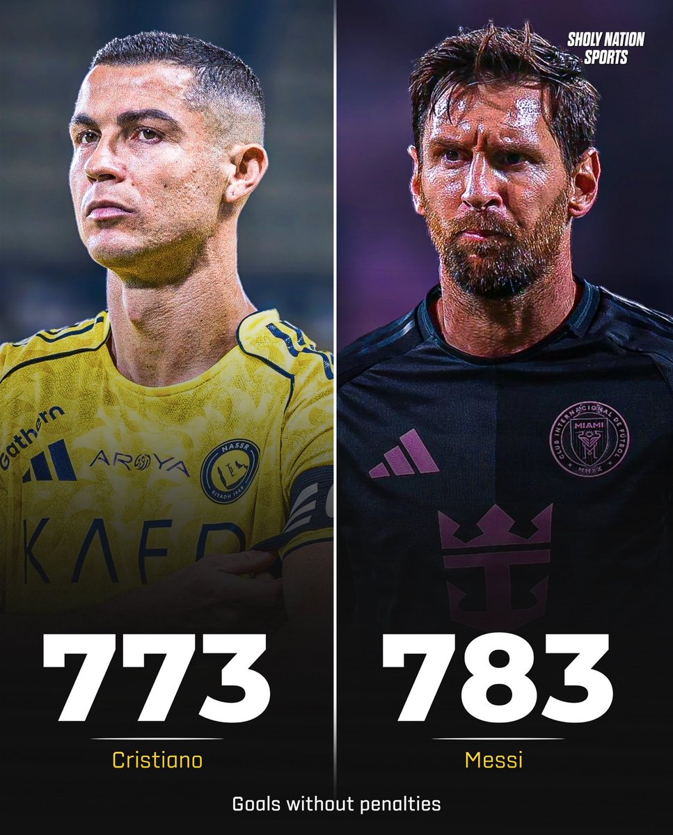📊 Goals without penalties 

🇵🇹 Ronaldo: 773
🇦🇷 Messi: 783

😳😳