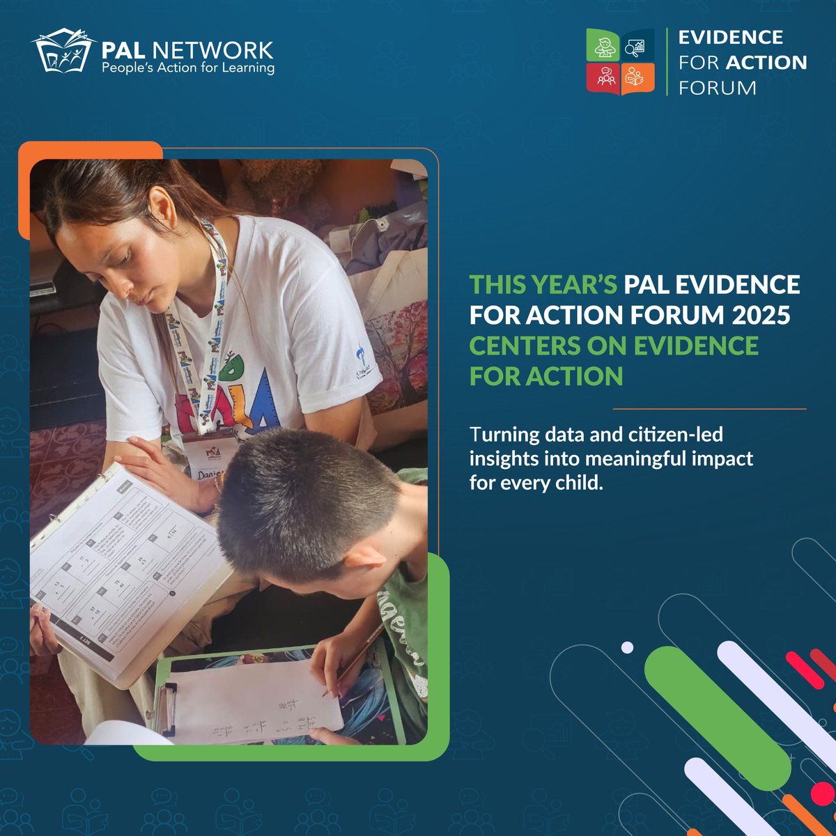palnetworkHQ's tweet image. The #Evidence4ActionForum is dedicated to ensuring that Citizen-Led Assessment (#CLA) data leads to action.

Join us as we empower policymakers to use this evidence to build strong #foundationallearning for every child, securing their path to lifelong success.

#ICANICARReport…