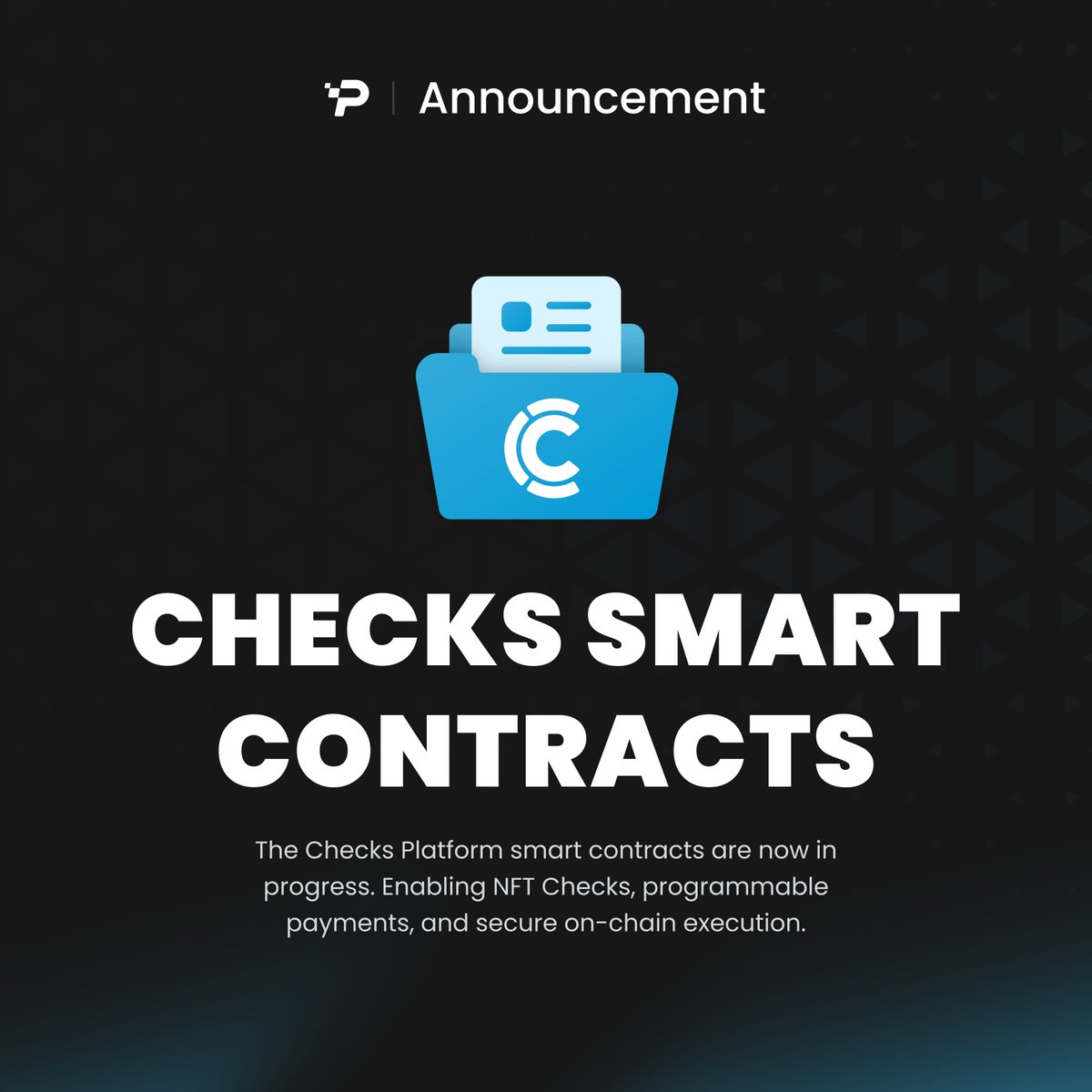 🔭 From vision to reality!

Checks Platform smart contracts are now in active development.

We are building the core on-chain layer that powers NFT Checks for payments, vesting, staking, and yield.

More progress updates in the works! 🧱
